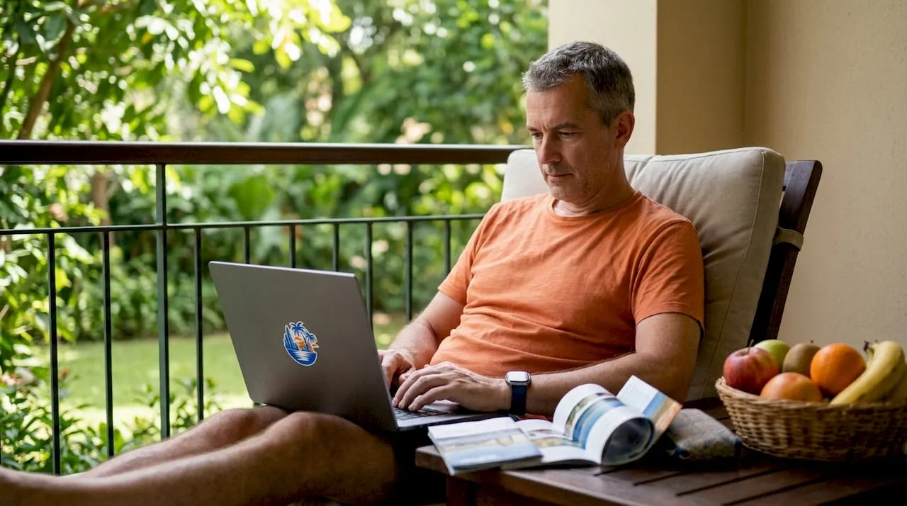 Man boekt vanuit huis een voordelige all-inclusive vakantie online