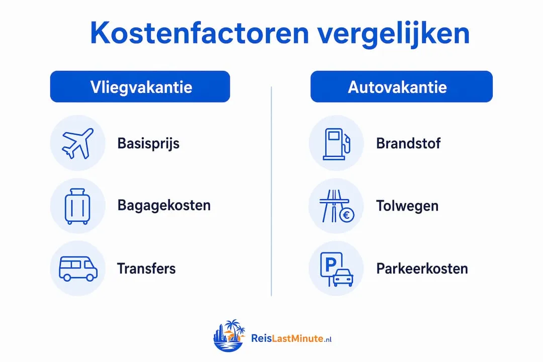 Infographic: wat zijn de kostenverschillen tussen een vliegvakantie en een vakantie met de auto?