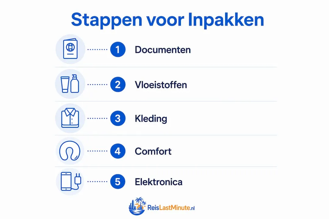 Overzichtelijke infographic: zo pak je efficiënt je koffer in voor je vliegreis