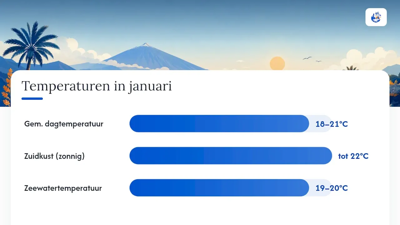 Overzichtelijke grafiek met het weerbeeld op Tenerife in januari