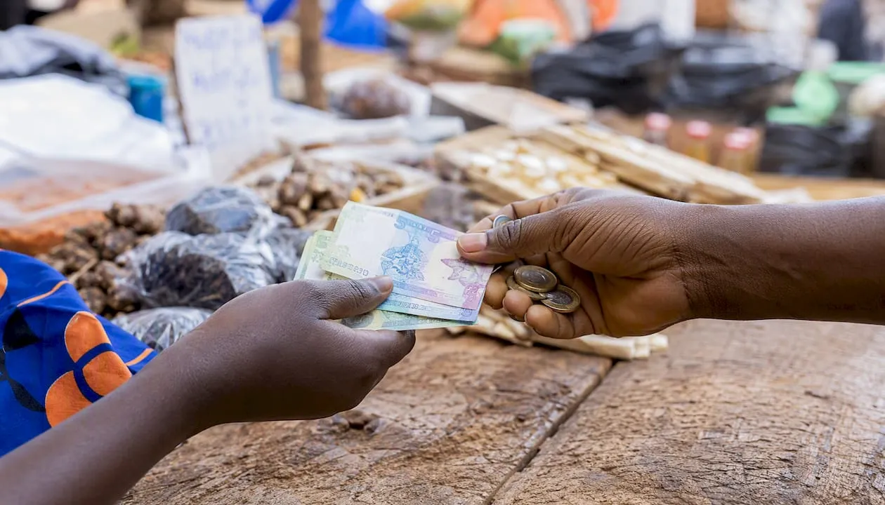 Contant Gambiaanse dalasi wisselen op de markt