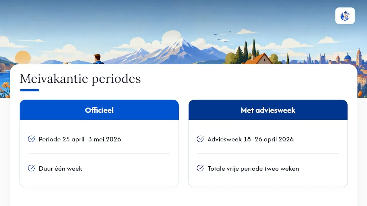 Overzicht van de officiële en adviesdata voor de meivakantie in 2026