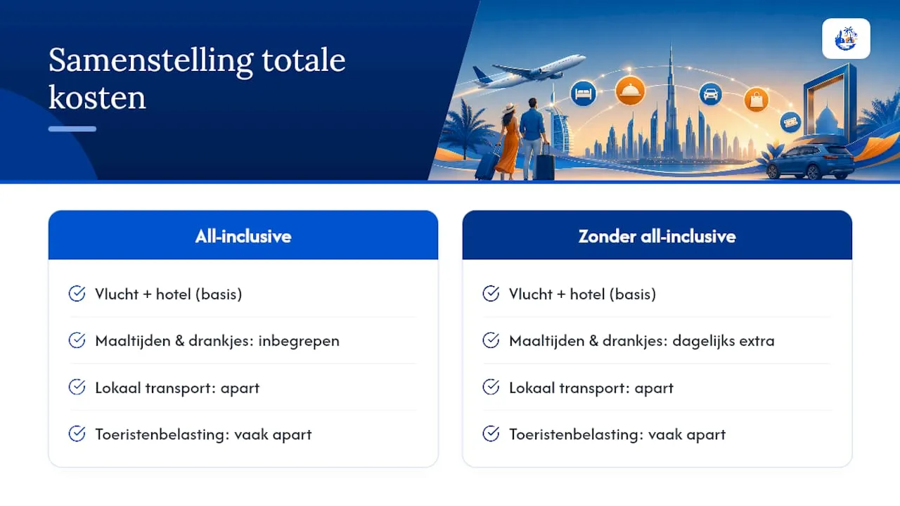 Wat kost een last minute vakantie naar Dubai in totaal? — overview diagram