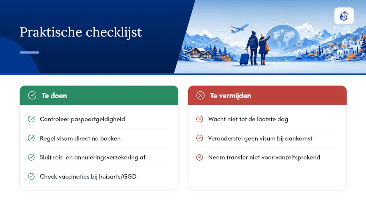 Praktische checklijst voor vertrek — overview diagram