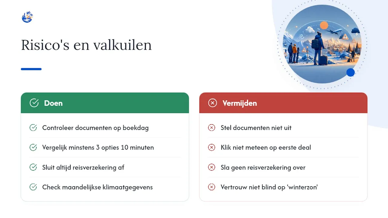 Welke risico's en valkuilen horen bij last minute boeken? — overview diagram