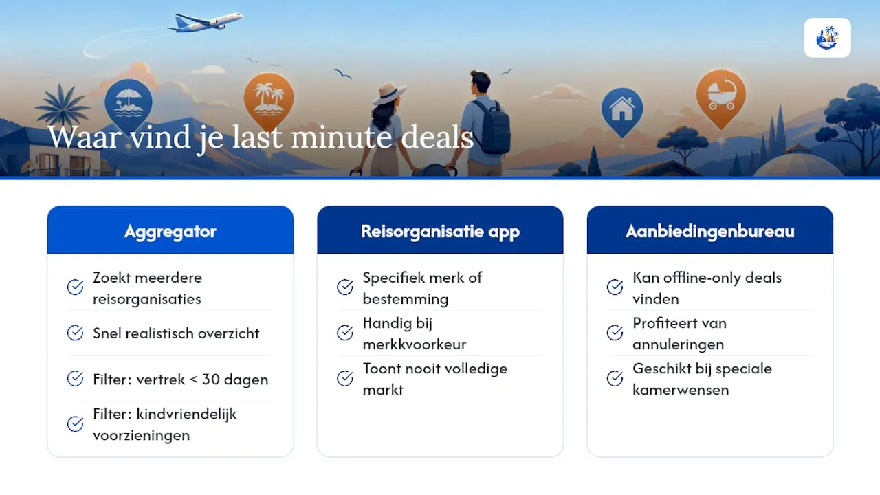 Direct beschikbare babyvriendelijke last minute aanbiedingen en waar je ze vindt — overview diagram