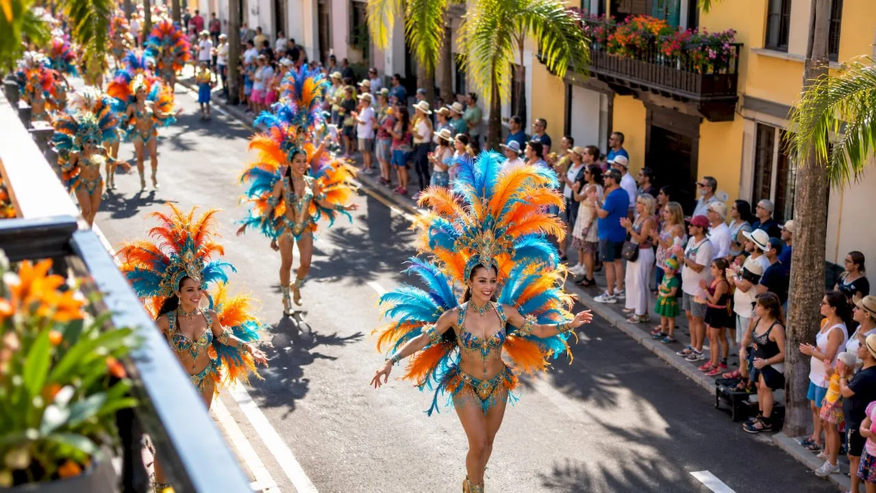 Carnavalsoptocht op Tenerife in februari