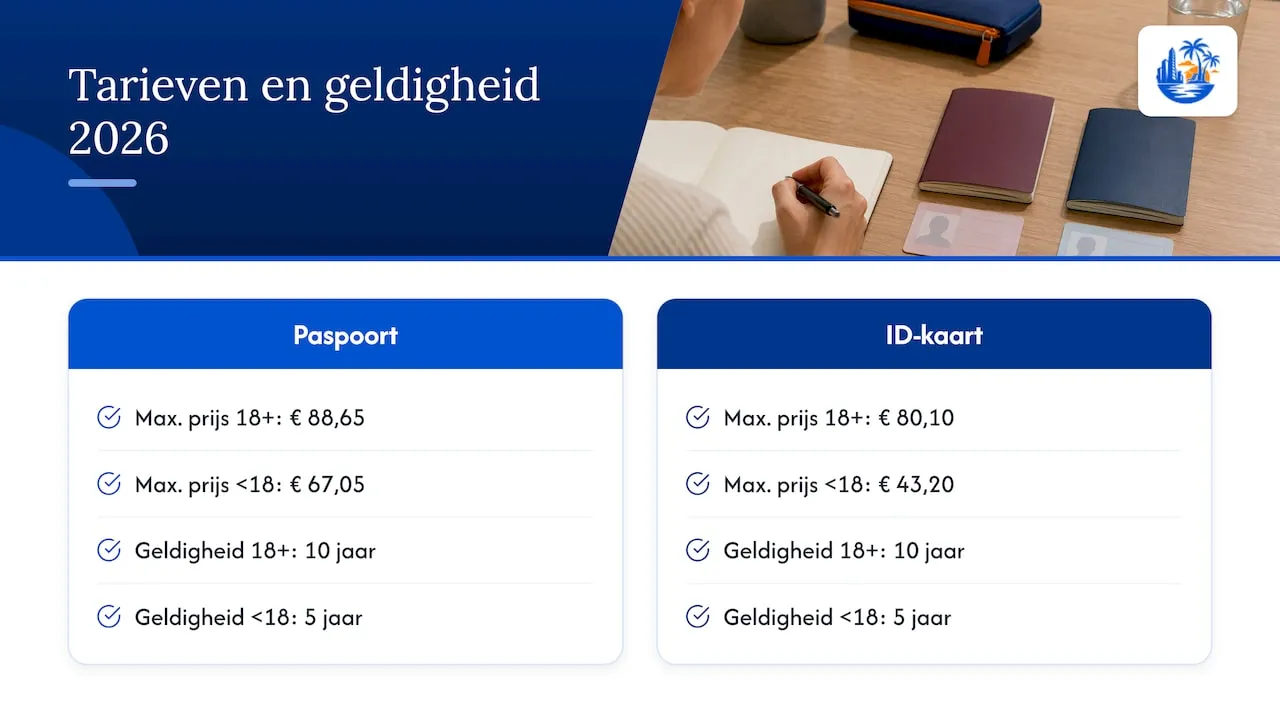 Kosten en geldigheidsduur van reisdocumenten in 2026