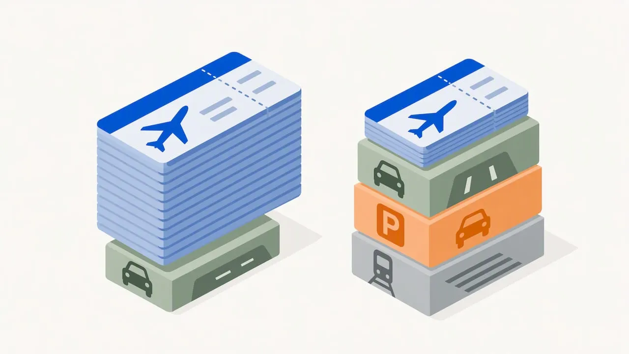 Goedkopere vliegtickets worden gecompenseerd door de reiskosten naar de luchthaven