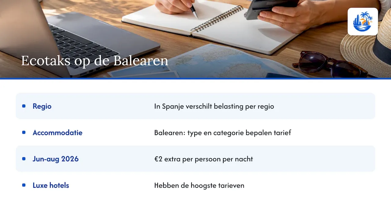 Factoren en zomerverhoging van de Balearische ecotaks